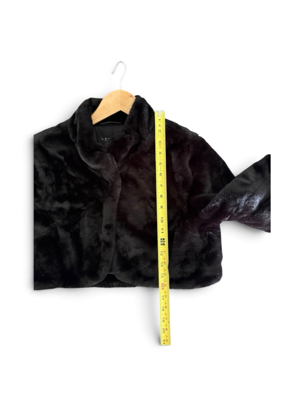 Laundry by Shelli Segal Black Faux Fur Cropped Shrug Bolero Jacket M - Picture 4 of 10